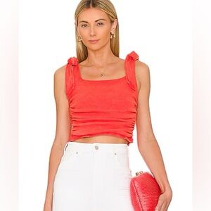 Free People Boulevard Crop Tie Tank Guava Berry medium